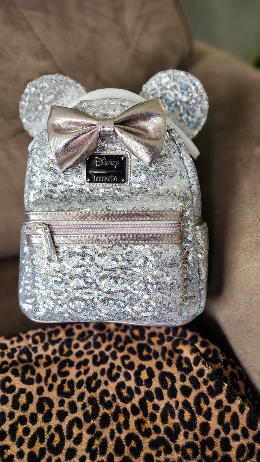 NWT Silver Sequin Loungefly Mini Backpack