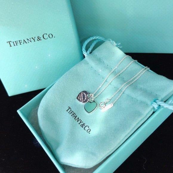 Classic Tiffany & Co. Blue Double Heart Necklace
