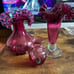 Vintage Fenton Cranberry Vase , Vintage Murano Cranberry Vase set of 3