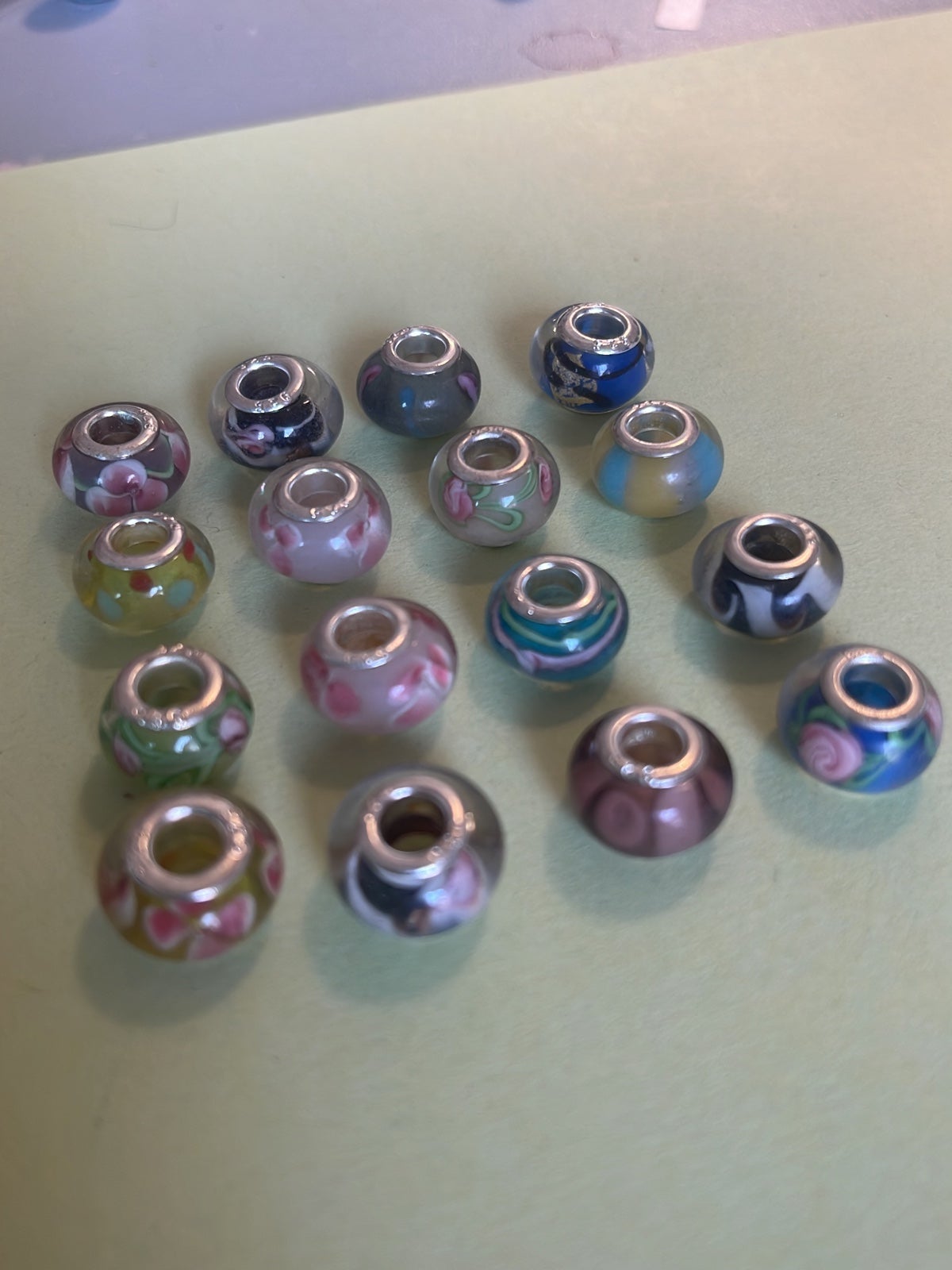 Murano style sterling charms glass bead