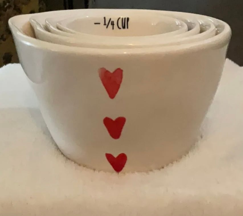 Rae Dunn red heart measuring cups