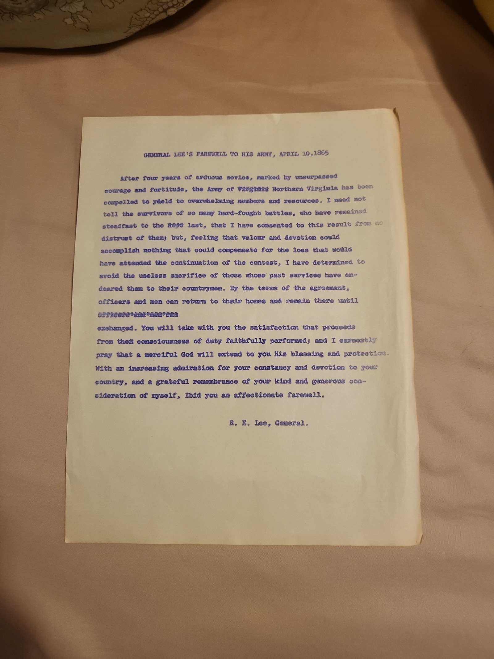 Copied-General lees farewell to his army