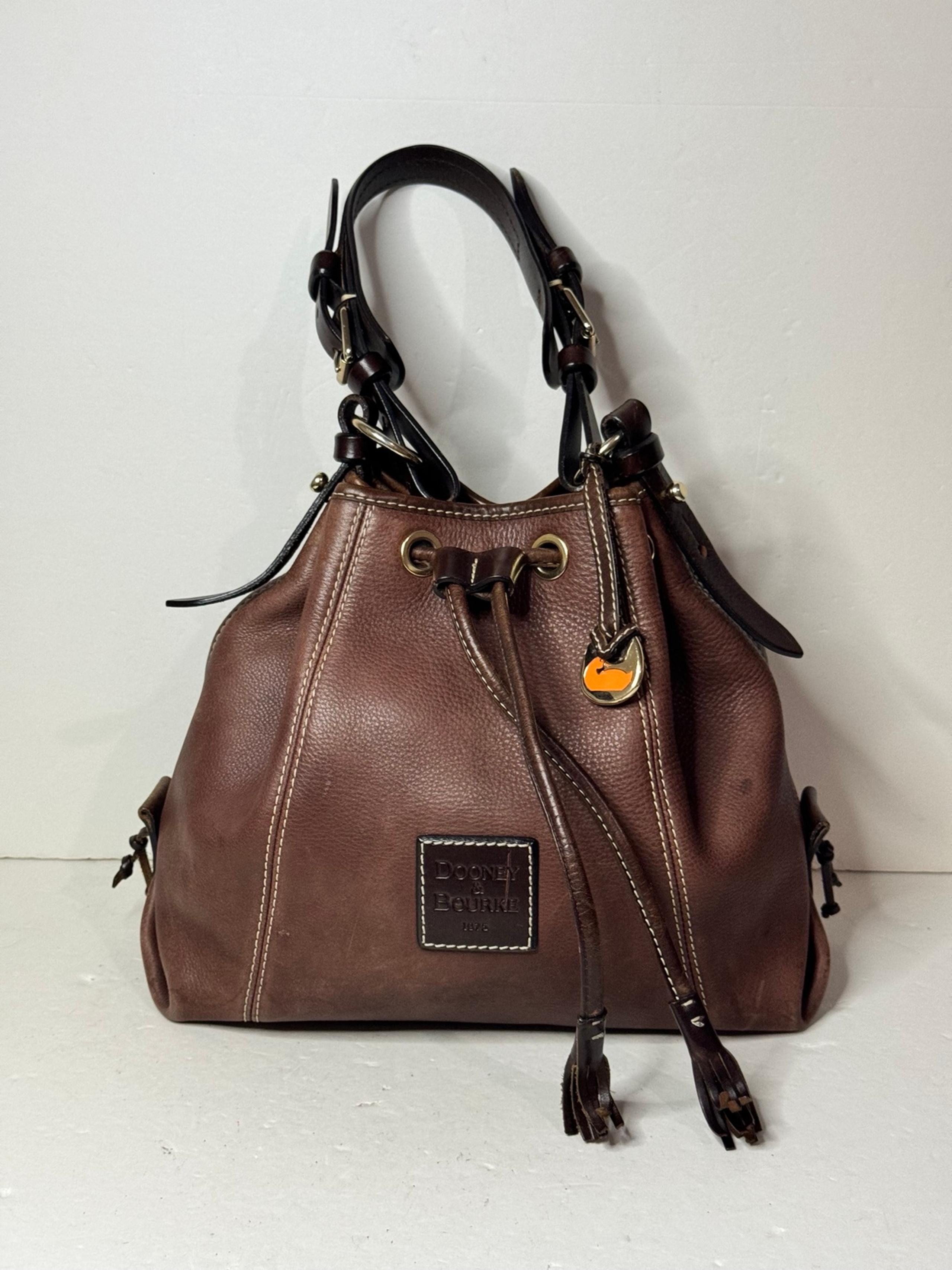 Dooney & Bourke Pebbled Leather Brown Bucket Bag