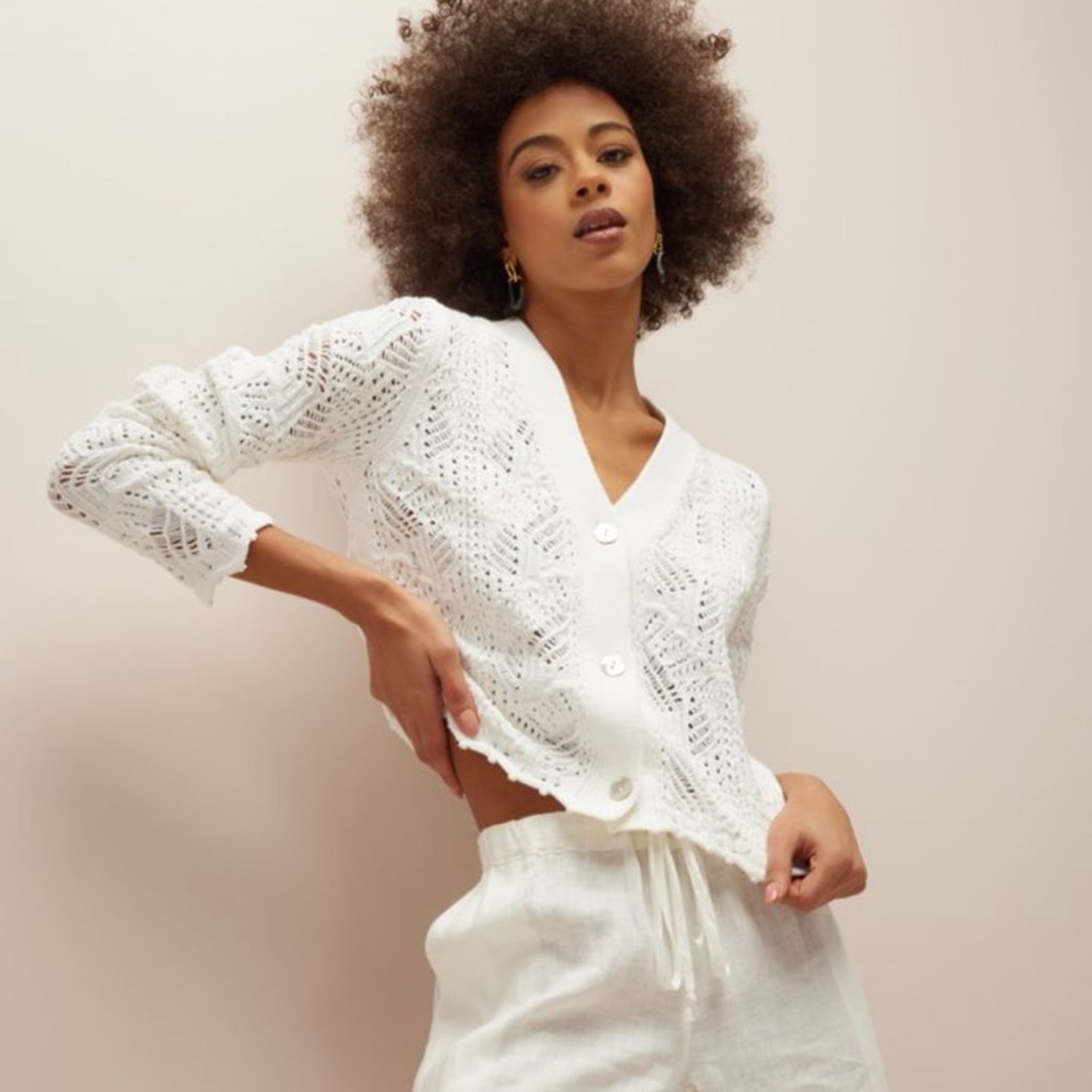 Vince lace stitch cardigan