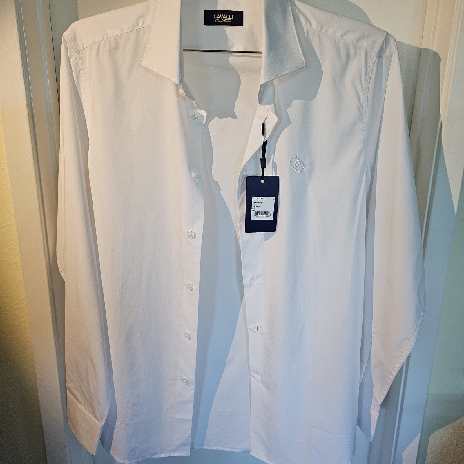 Cavalli Class White Dress Button Down Shirt