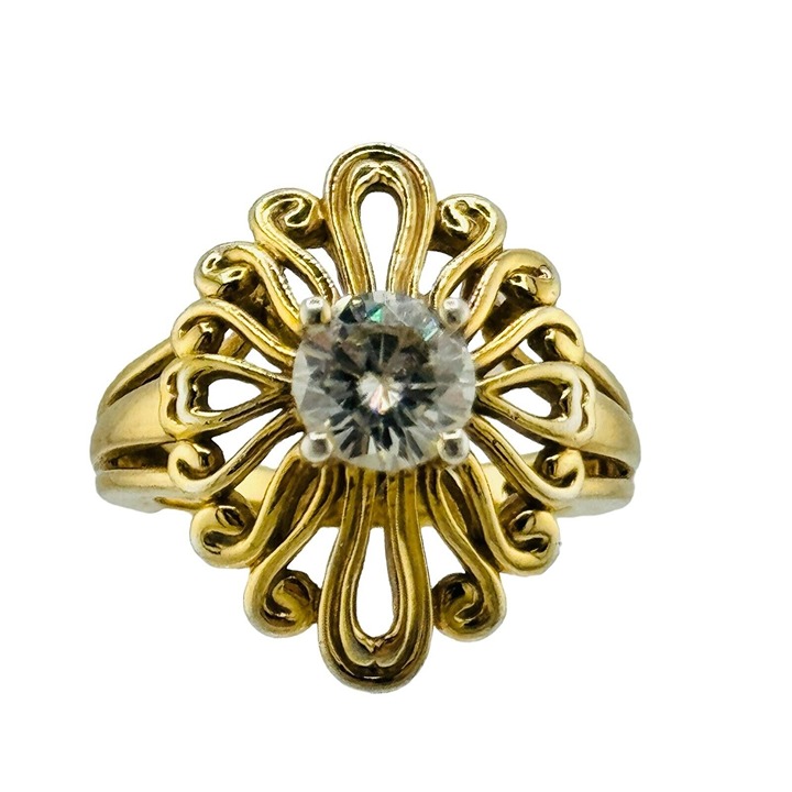 Gold Vermeil 925 Topaz Swirl Unique Ring Size 6.75 Signed KJ Statement
