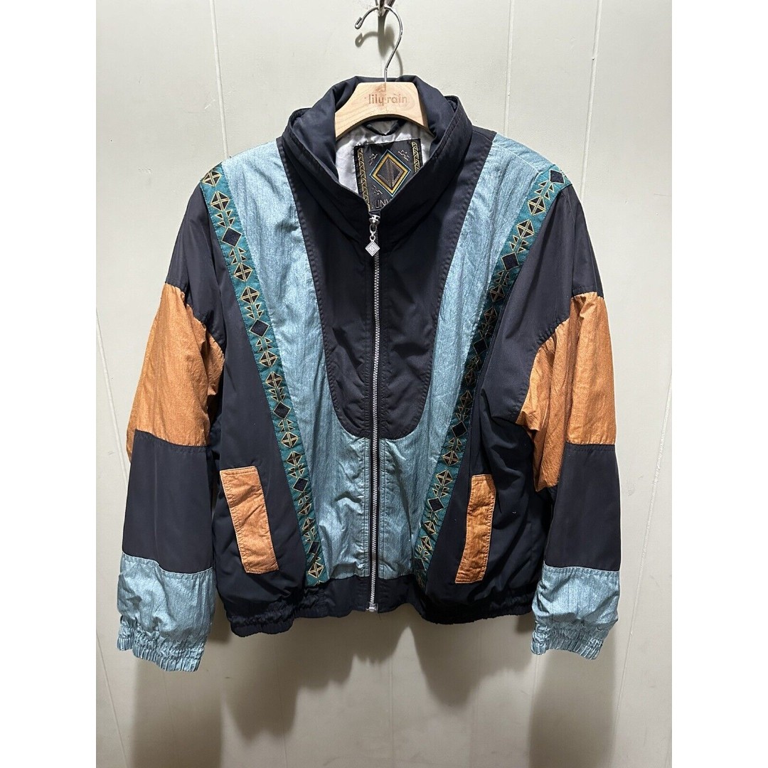 Vintage Sun Valley Color Block Winter Ski Jacket Coat Size 12 Full Zip