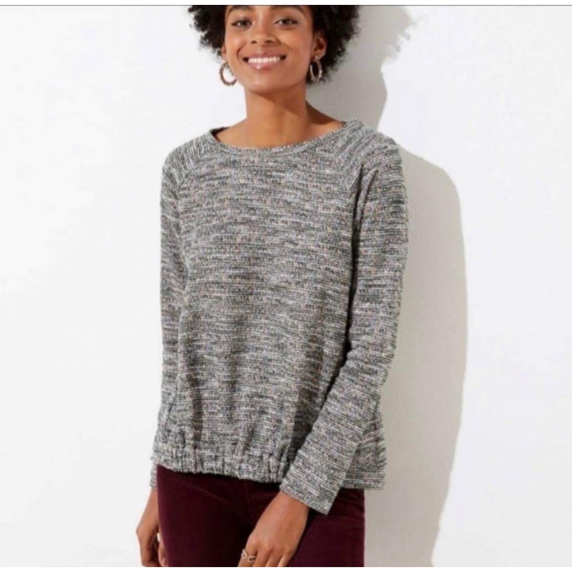 LOFT Boucle Multicolor Green Pullover Sweater Size S