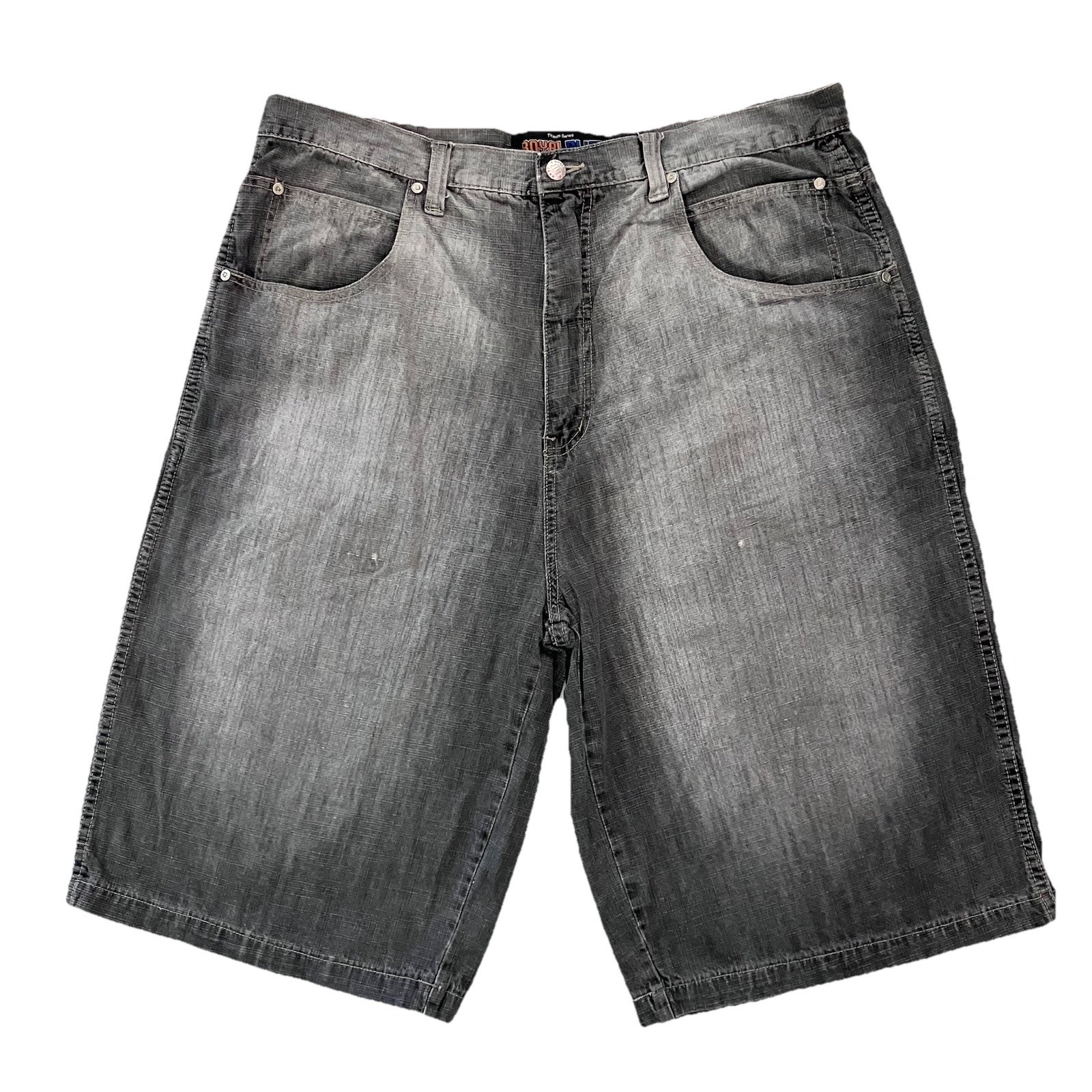Men’s Denim Shorts Baggy Sz 40 Wide Jorts Charcoal Faded Distressed Y2K Skater