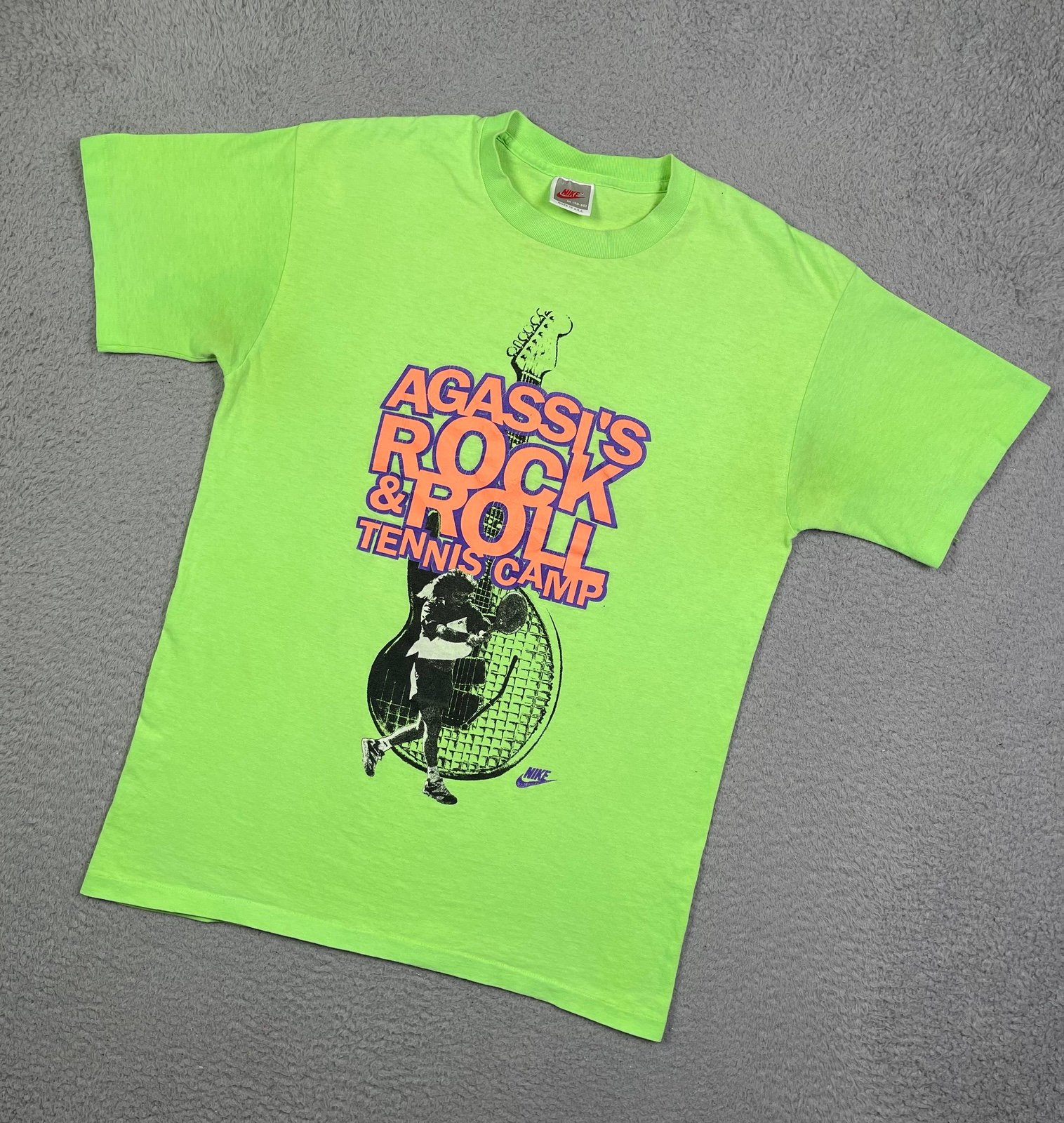 Vintage 90s Nike Andre Agassi Rock & Roll Tennis Camp T-shirt