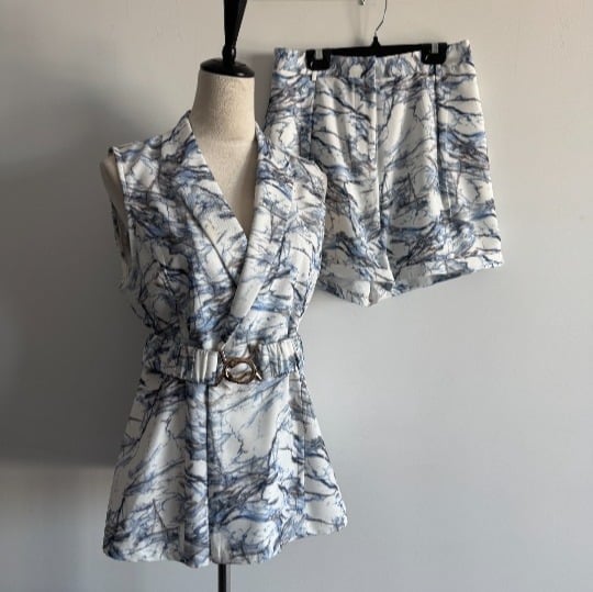 Women's 3 Piece Vest, Shorts and Belt Set, Size L