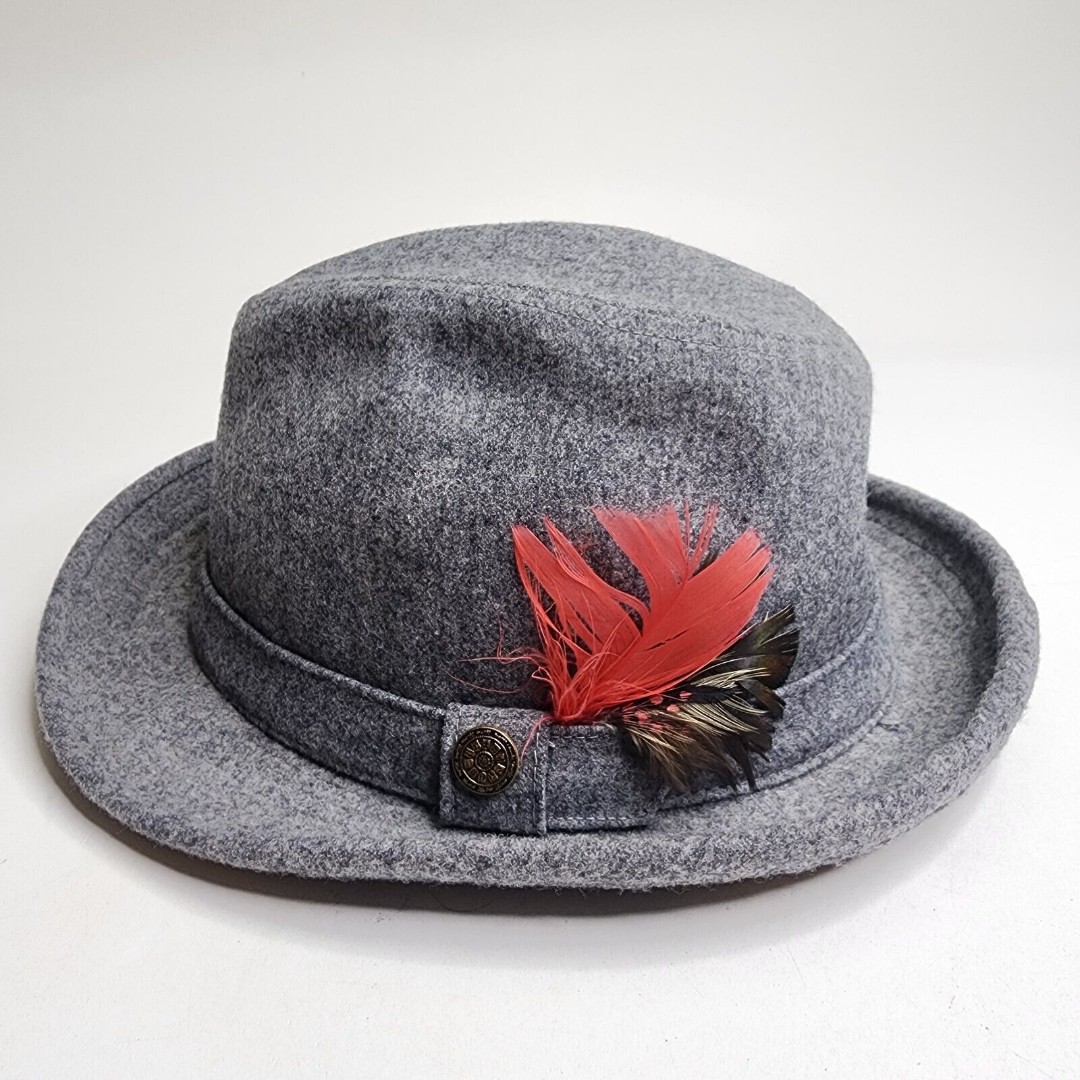 Vintage Pendleton Men’s Wool Feathered Fedora Hat Made in USA Gray Size 7