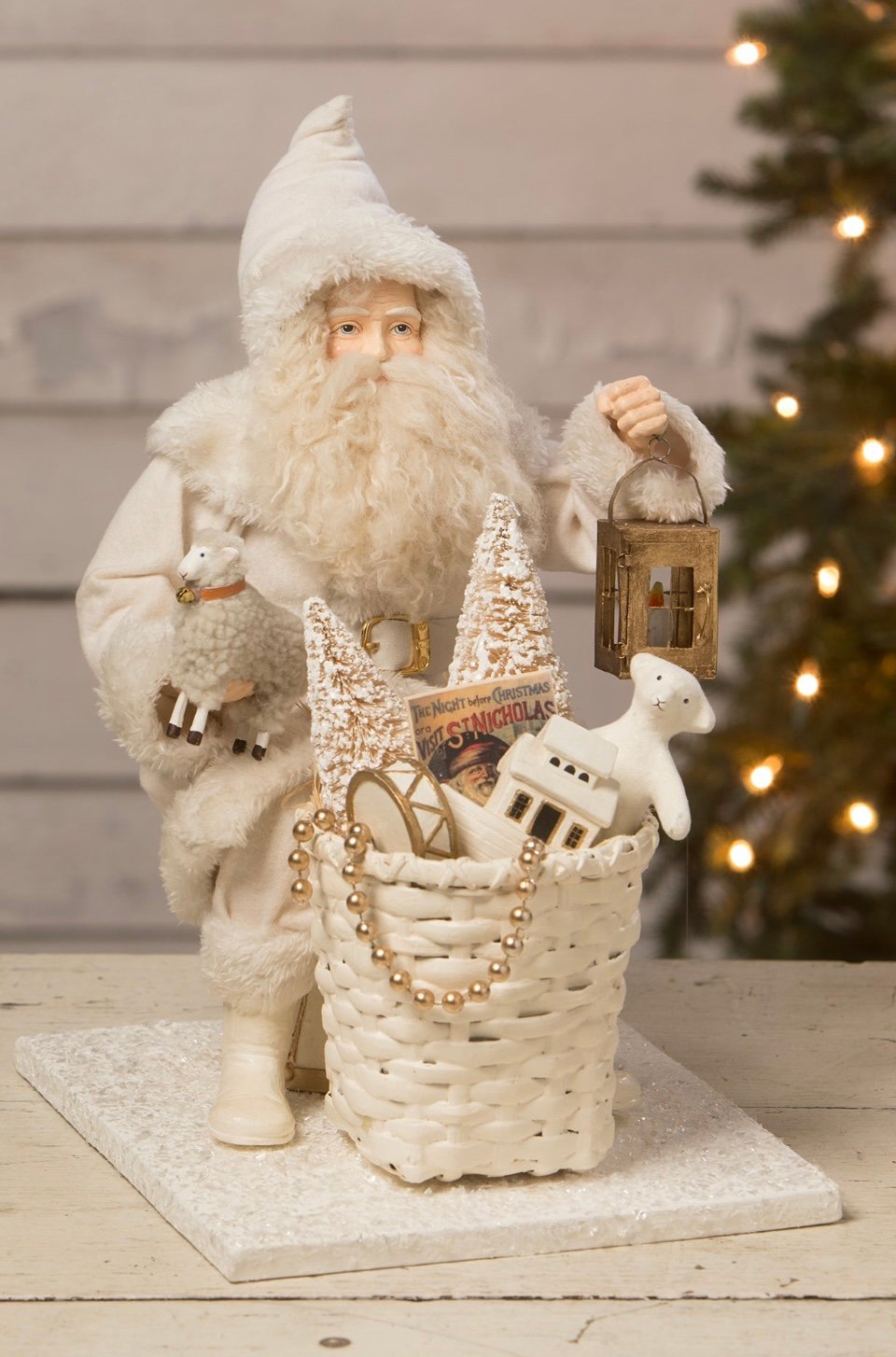Bethany Lowe Designs Winter Wishes Santa with Basket of Toys