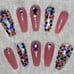 Multicolored Heart Press On Nails