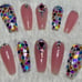 Multicolored Heart Press On Nails