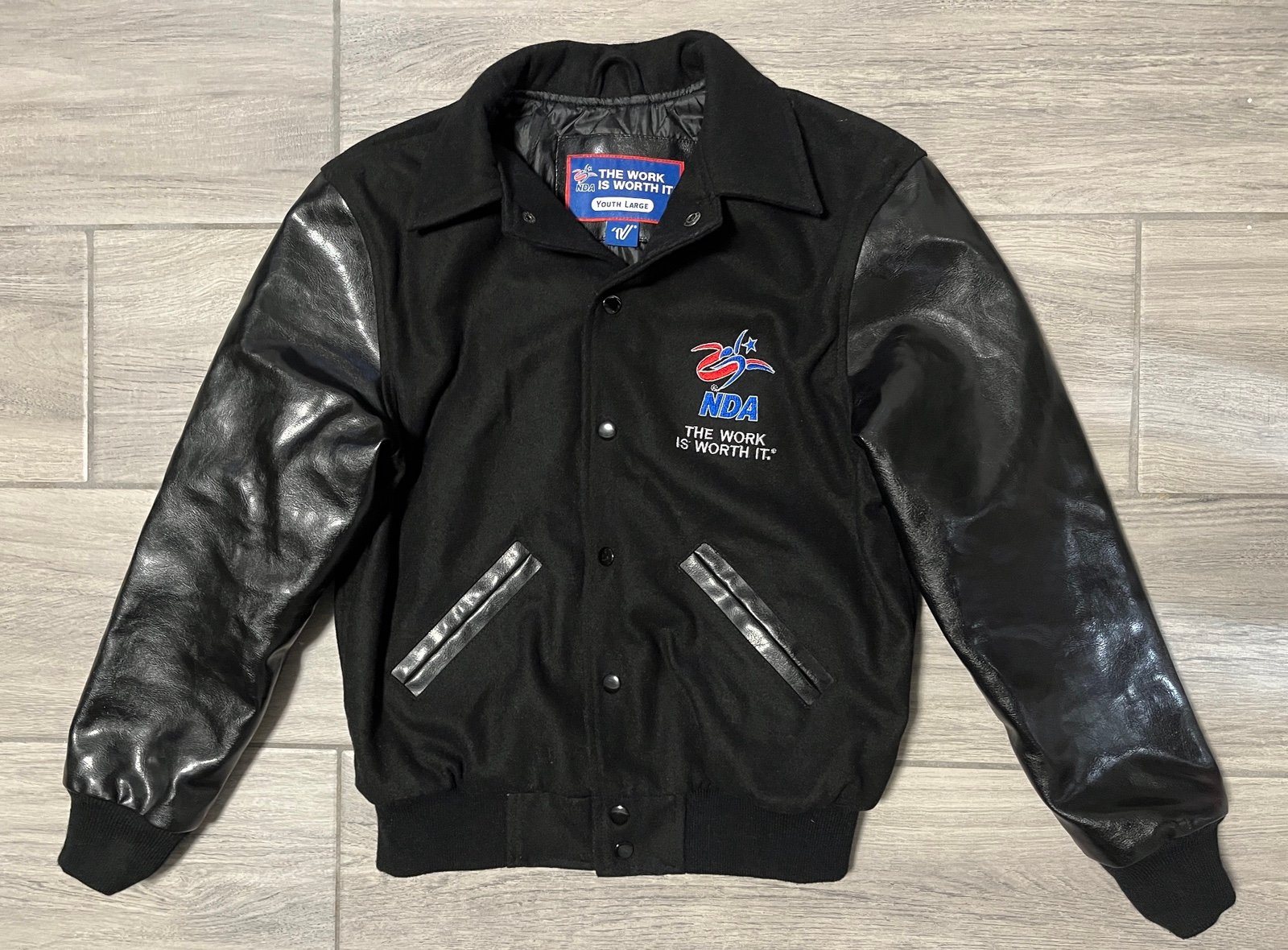 National Dance Alliance NDA Champions Youth Large Black Button Jacket Wool Blend