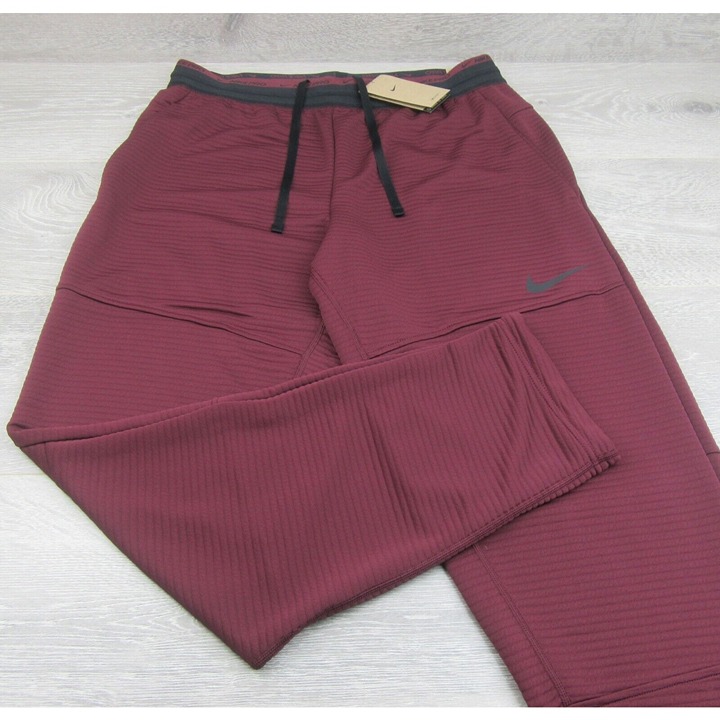 Nike Pro Dri-FIT Fleece Fitness Pants Men's Size Medium Maroon Black NEW