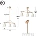 Gold Chandeliers for Dining Room, Modern 3 Light Linear Island Light Fixtures