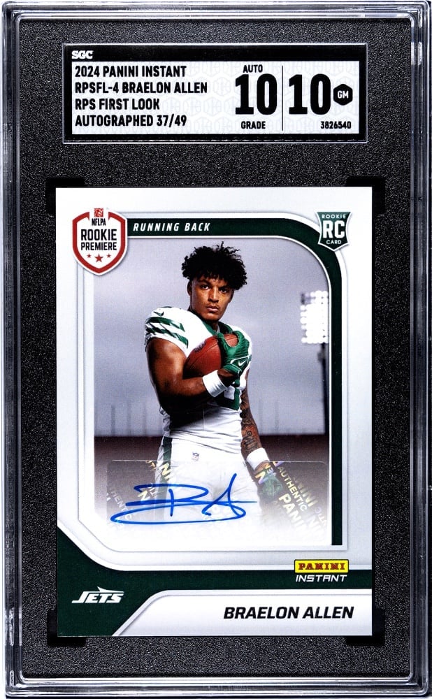 2024 Panini Instant RPSFL-4 Braelon Allen RPS First Look Auto /49 SGC 10/10