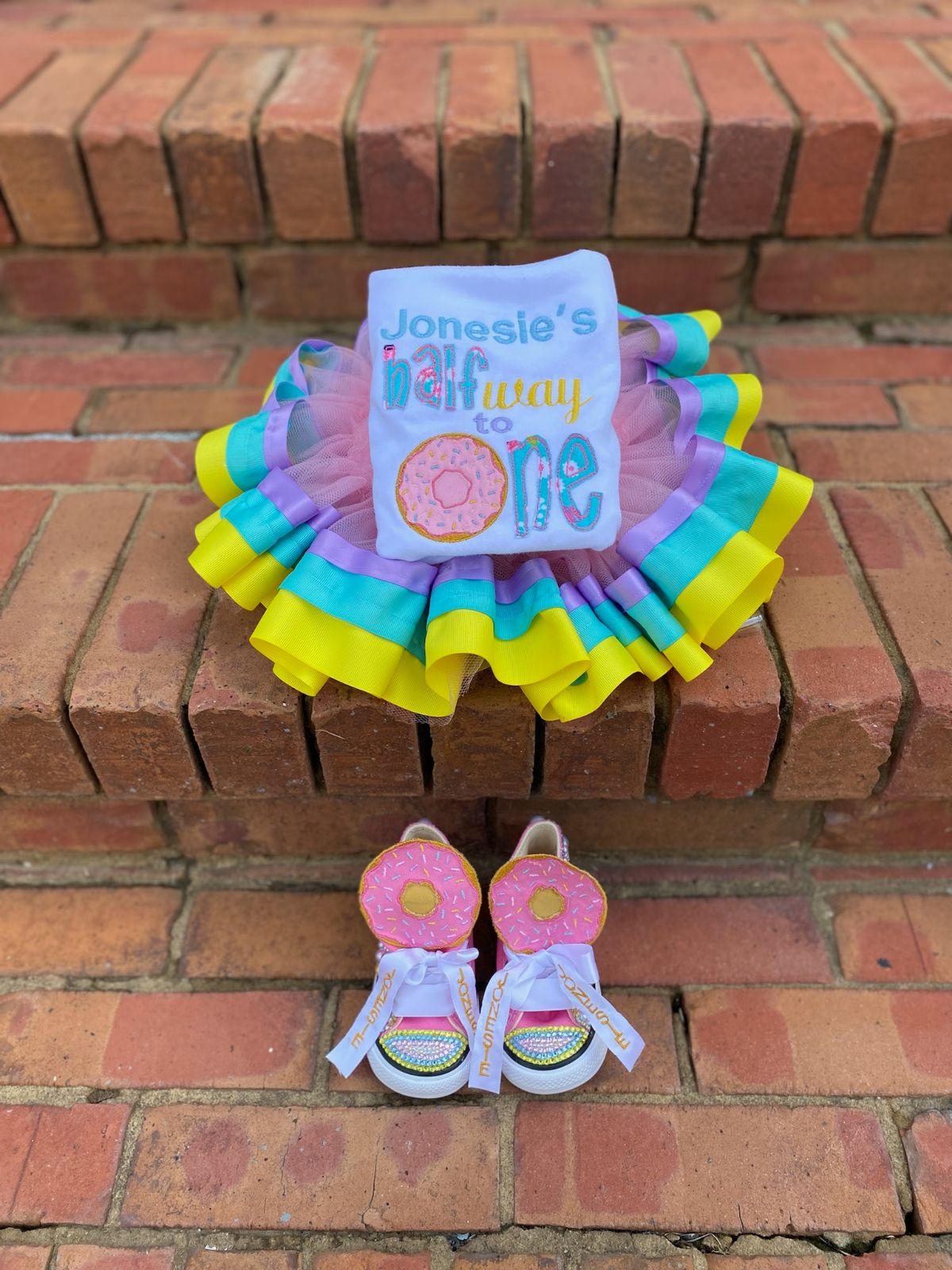 Donut-themed Baby Shirt and Tutu Set