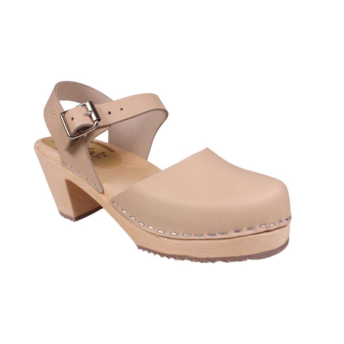 Lotta From Stockholm Highwood Mary Janes Leather Clogs Nude Women's 41 / US 10