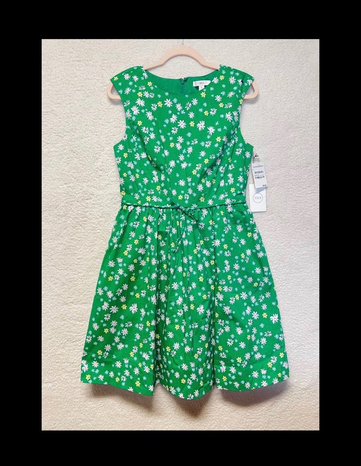 Nordstrom Women Sleeveless Floral Green Dress Size 8