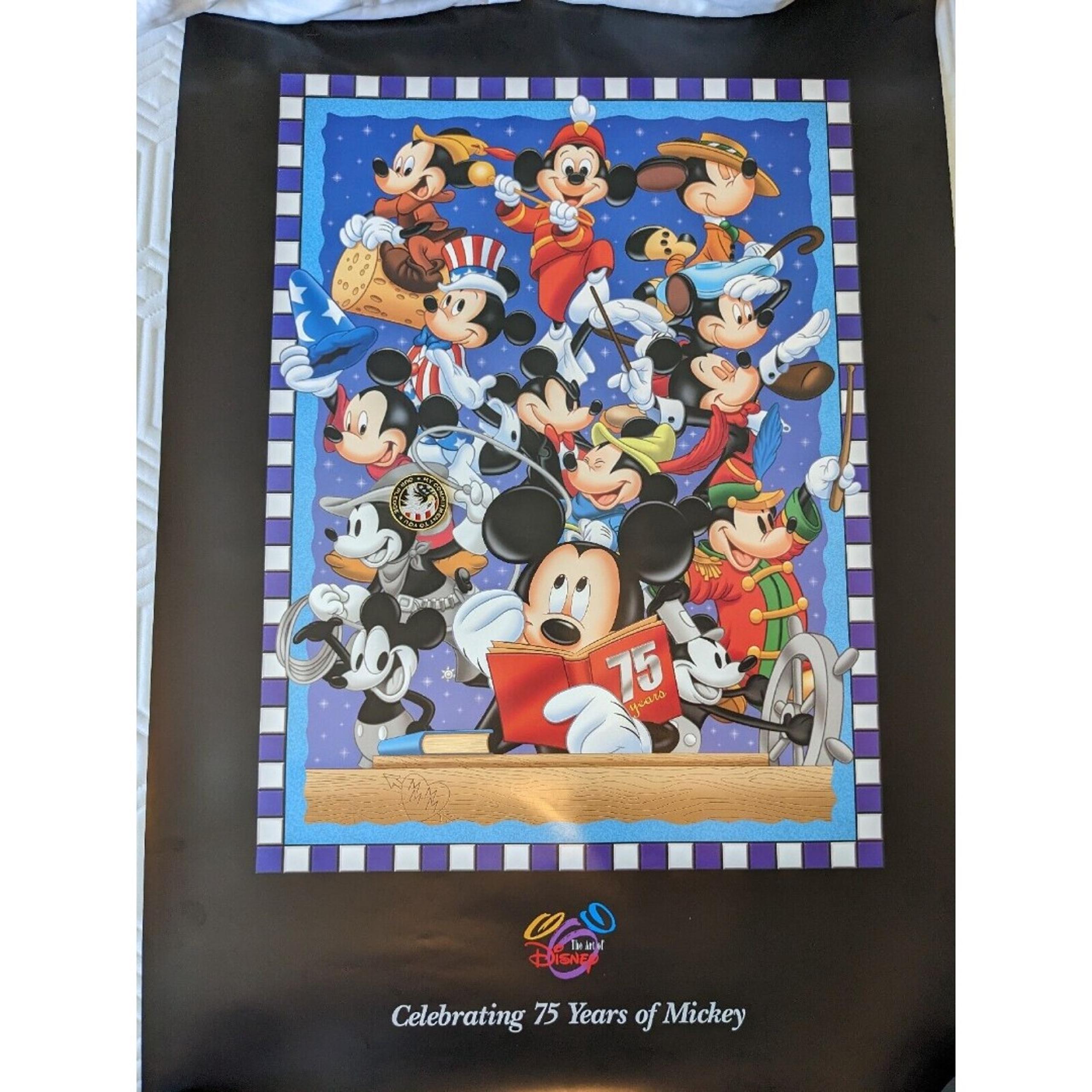 Disney Celebrating~75 Years of Mickey Mouse Poster~The Art of Disney, 24 x 36