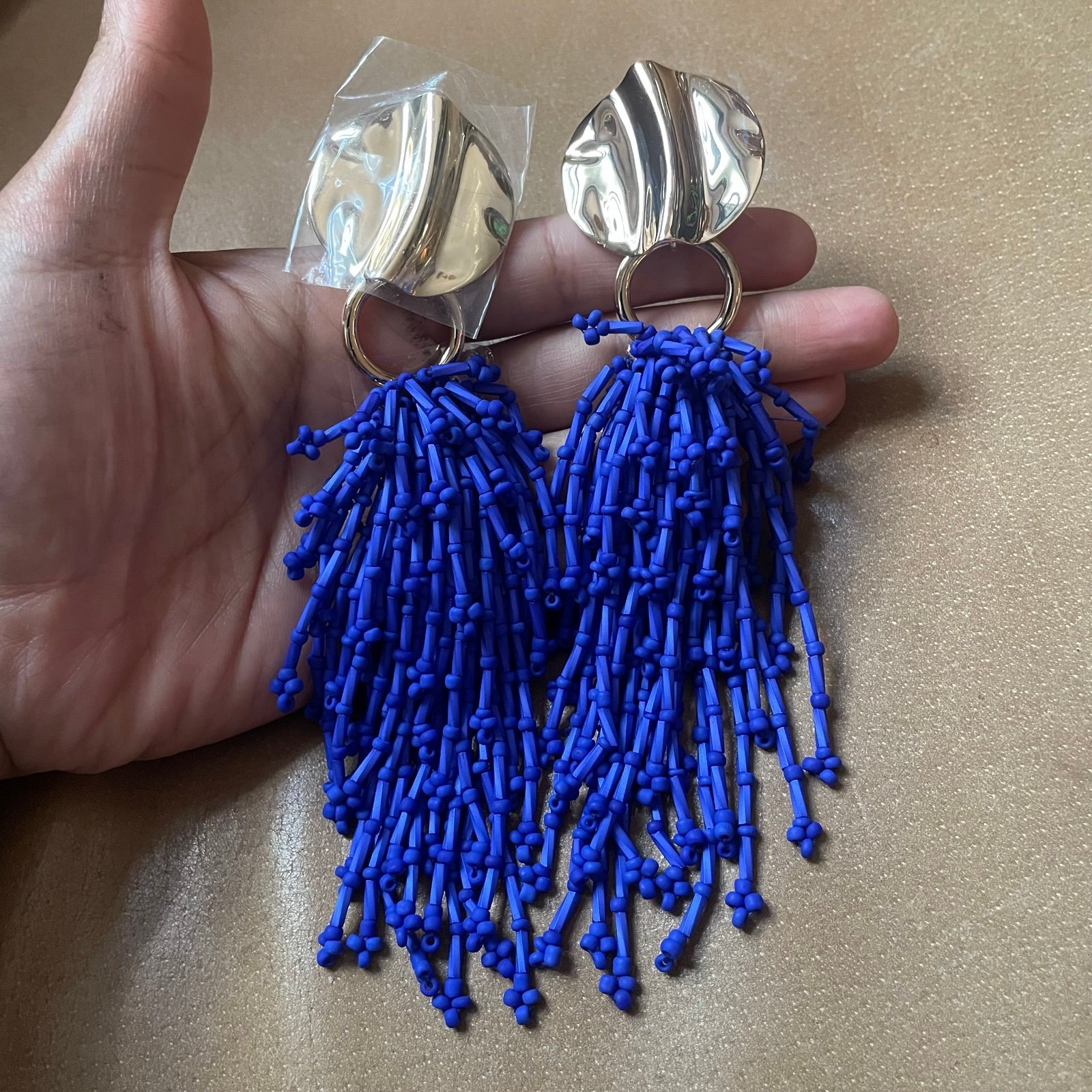NWT Phillip Lim electric blue beaded cascading earrings