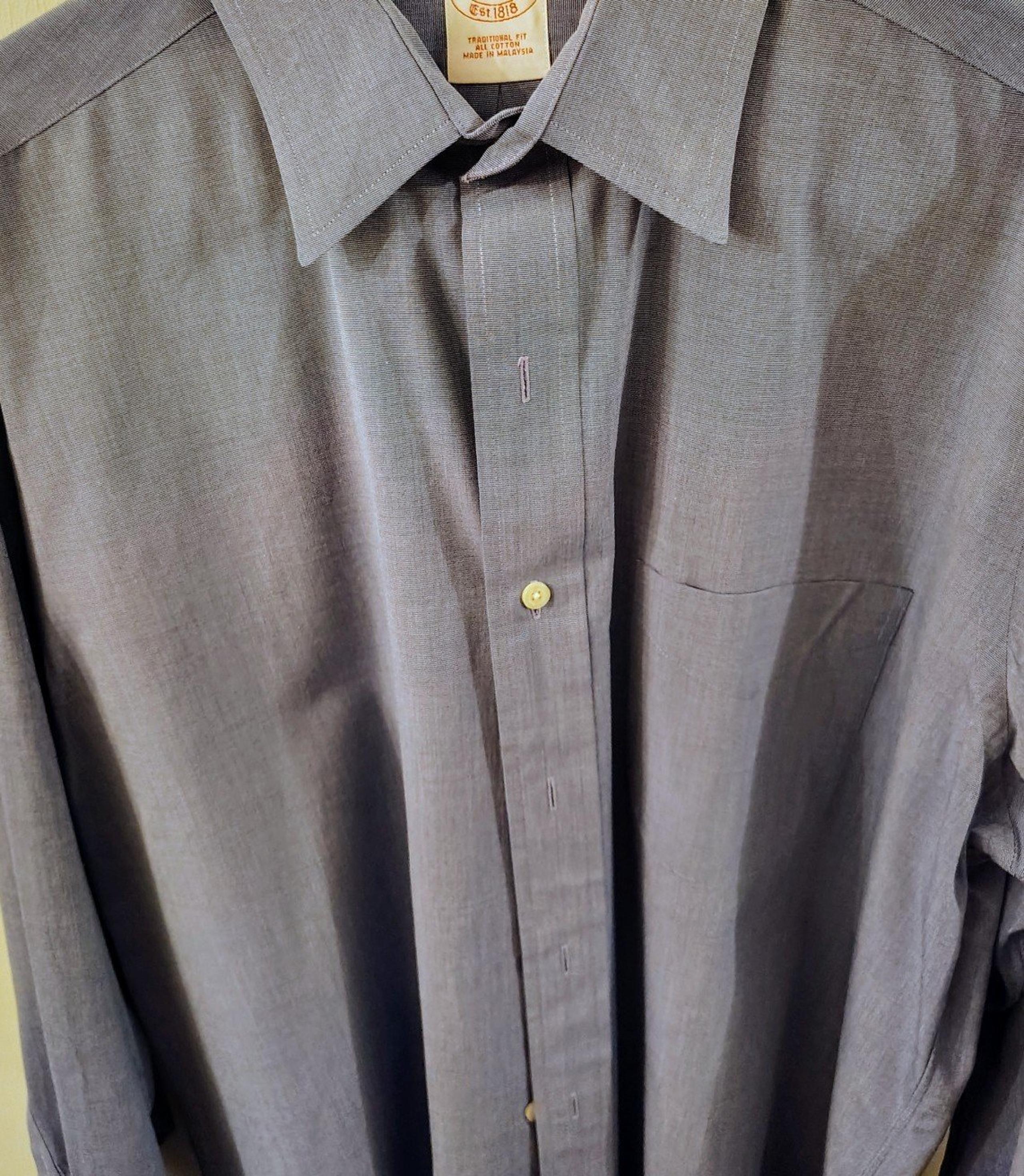 Men's brooks brothers dark grey chamray french cuff men's shirt dress