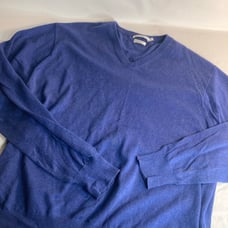Peter Millar Luxury Blend Cotton Cashmere Pullover Blue V Neck Sweater Size L
