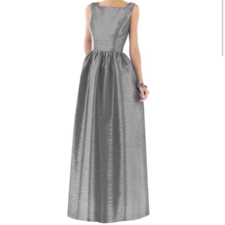 ALFRED SUNG Square Neck Dupioni Dress​
