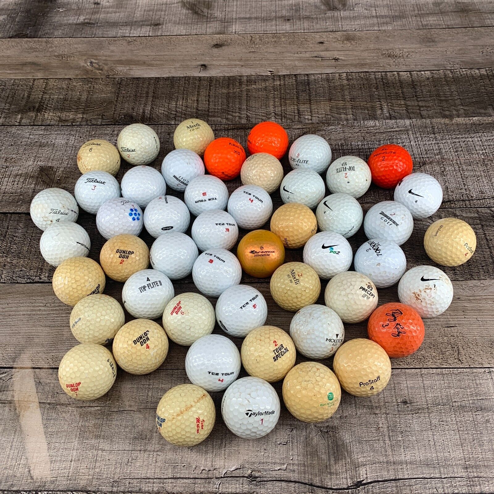 Golf Ball Lot Assorted Brands - Dunlop, Nike, Maxfil Wilson, Titleist, Pro Staff