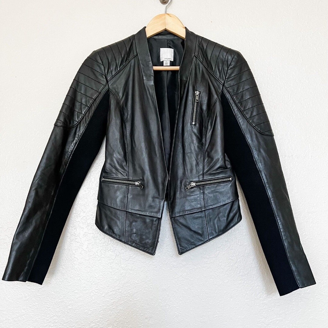 Halogen 100 Leather Jacket Black Coats jackets