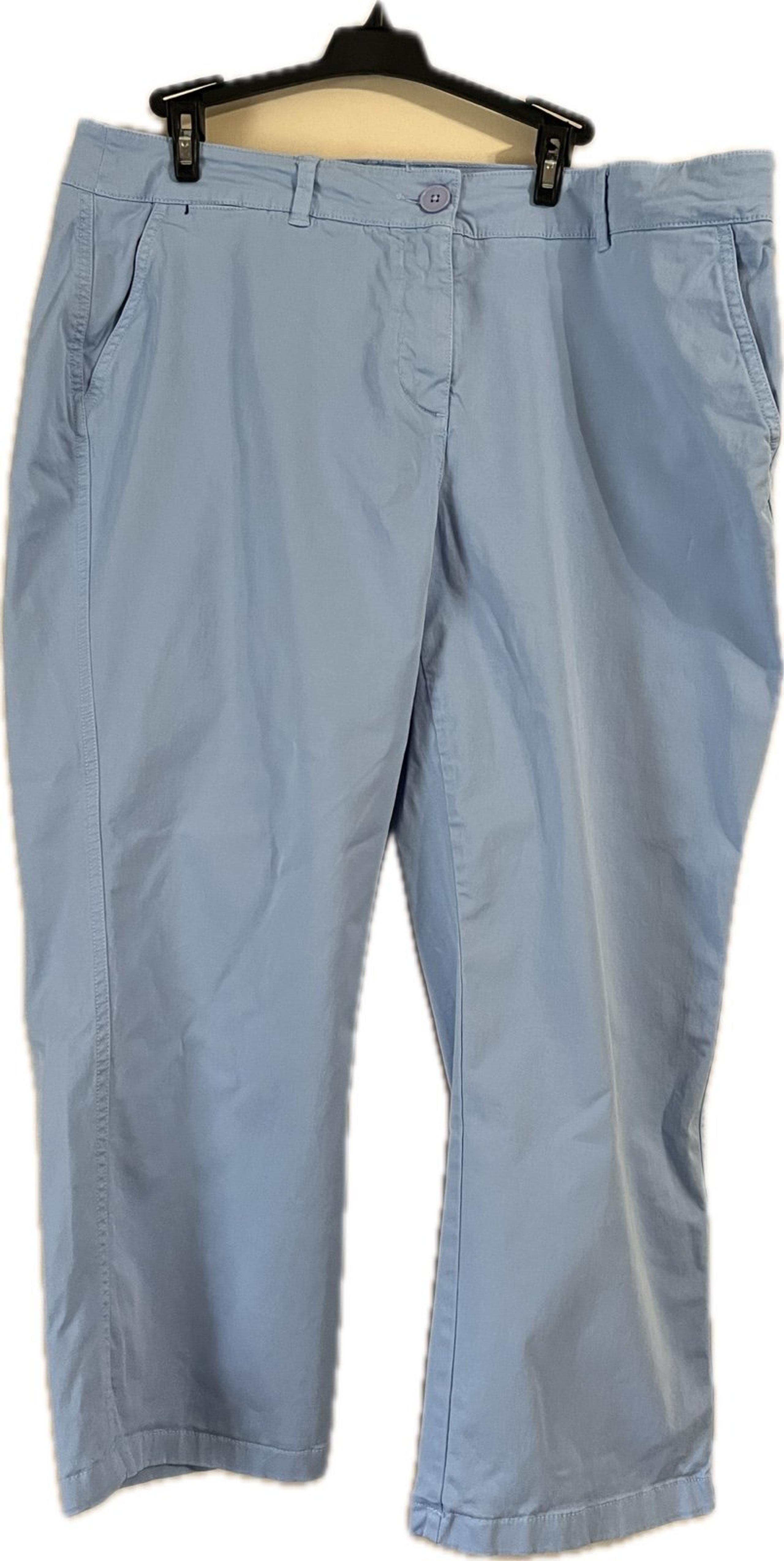 Crown & Ivy Charlotte Women's Crop Relax Fit Pants Light Blue, Size 14