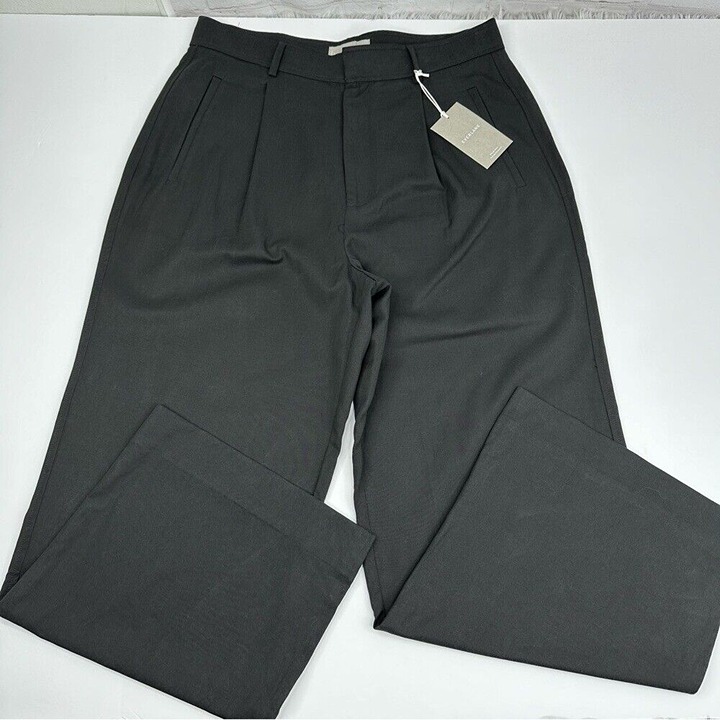 Everlane Women's NWT Black The Way-High Drape Minimalist Pant 14 Short/W35/L29.5