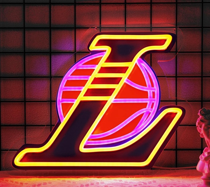 Vivid Bright Gold/Pink Los Angeles Lakers NBA Basketball Logo LED Light