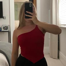 Vintage Cherry Red Asymmetrical One Shoulder Going Out Party Tank Top Cami