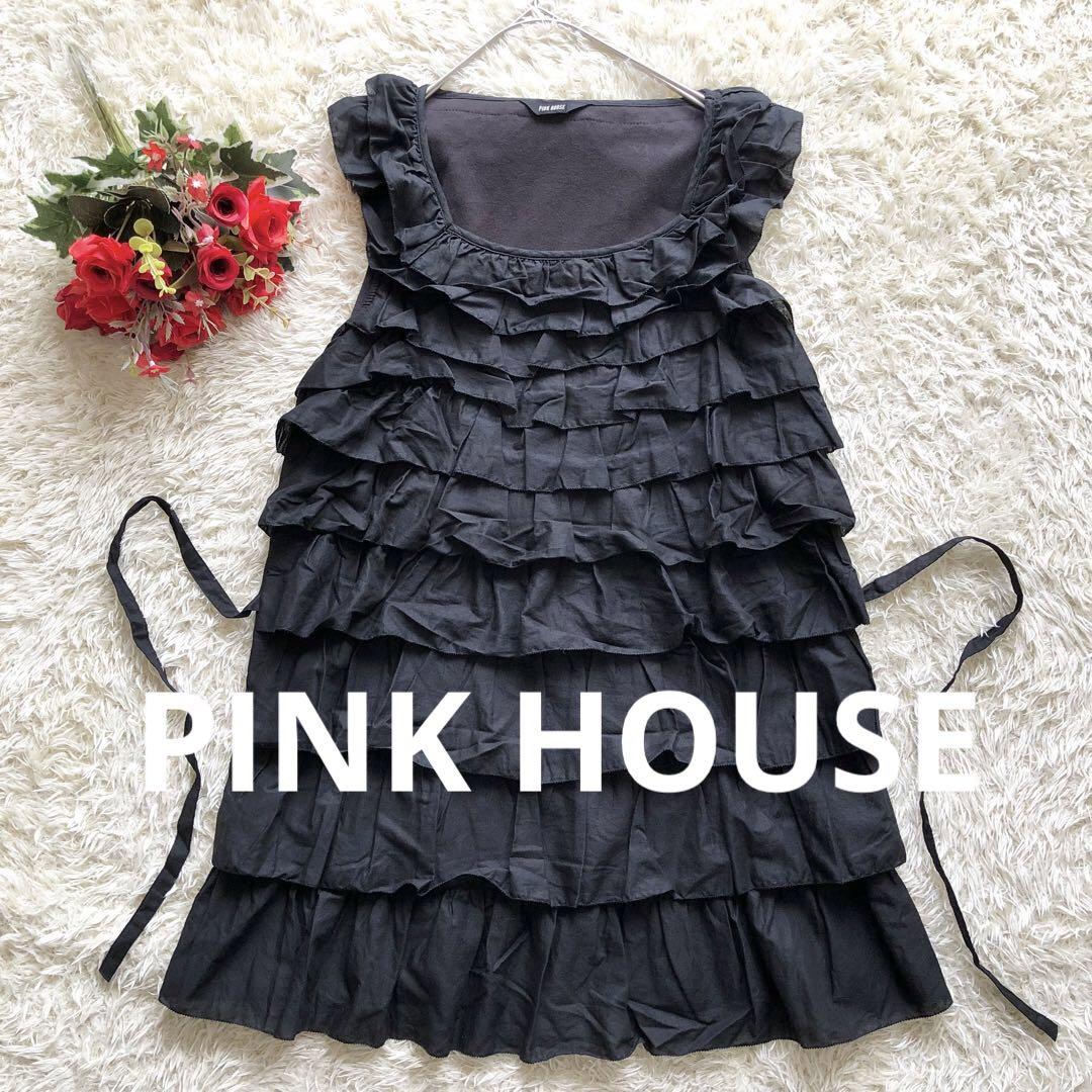 PINK HOUSE♪ Pink House♪ Tiered Sleeveless Tunic with Ribbon