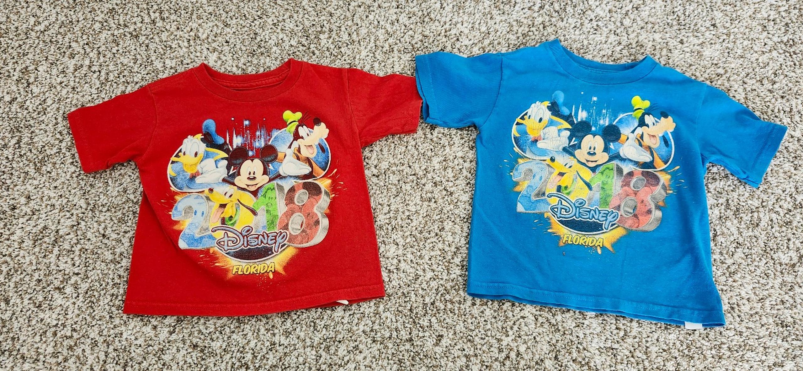 Toddler Disney 2018 T Shirts Set of 2 Size 2T (Red & Blue)