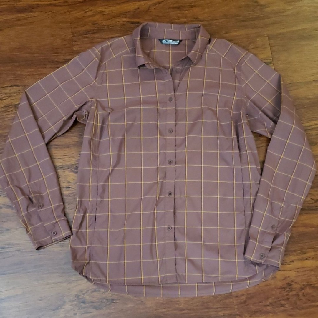 Arcteryx Brown Plaid Womens Casual Button Down Shirt Size Large