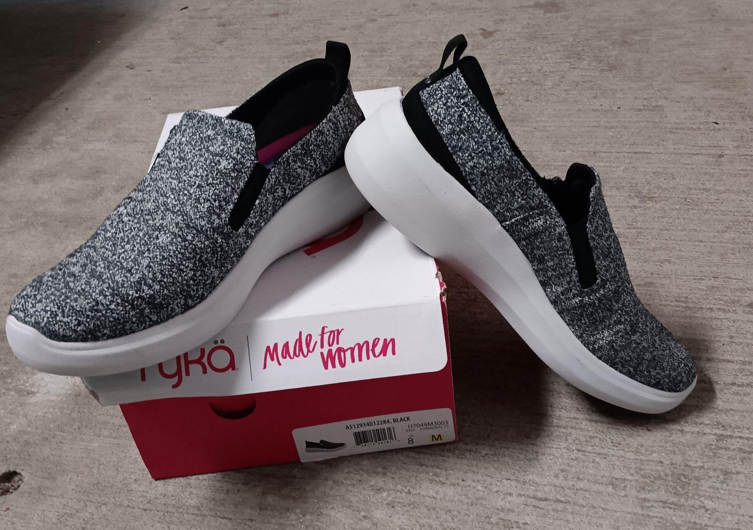 Ryka Black and White Slip-On Walking Shoes Sz.8