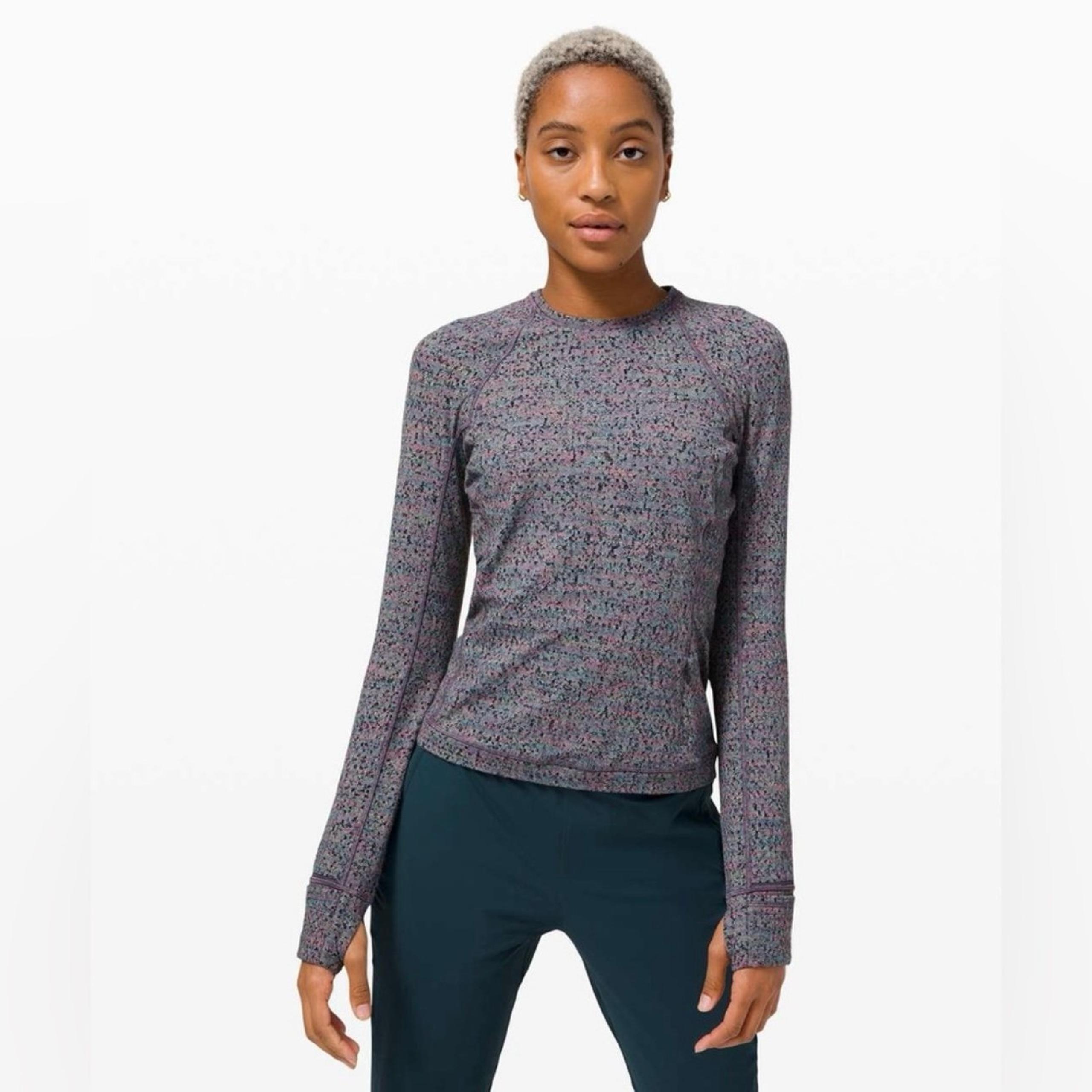 Lululemon Runderful Long Sleeve Women’s 10 Tweed Jacquard Herringbone Grey NWOT