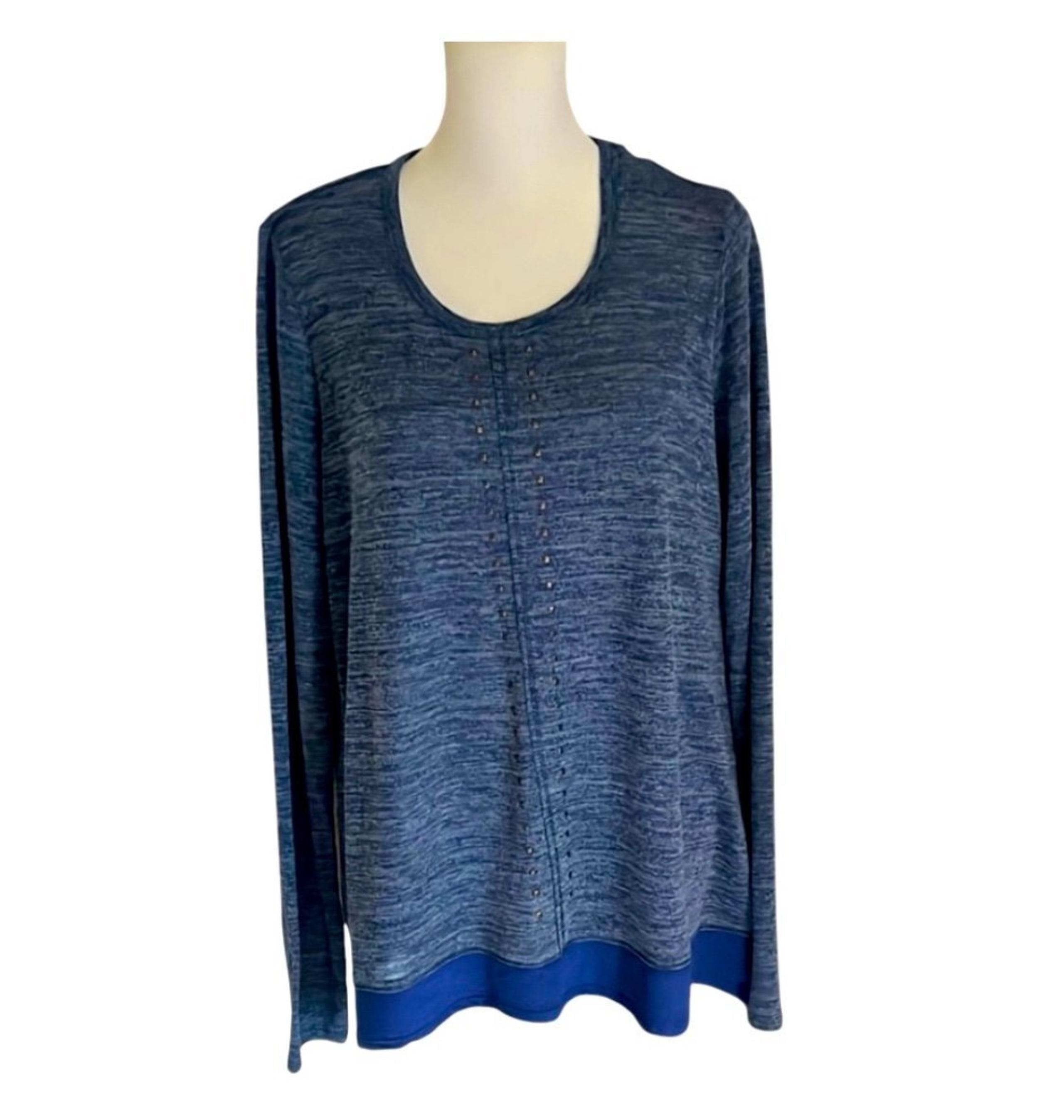 Kim Rogers Blue Long Sleeve Knit Top Size L