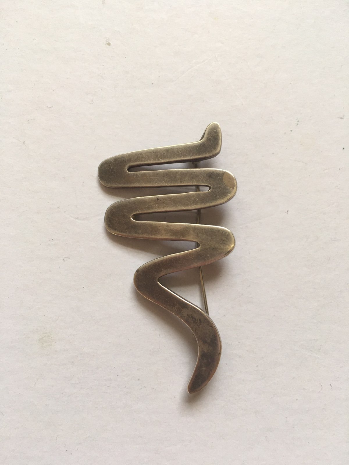 Vintage Zig Zag Swirl Large 925 Sterling silver Brooch Pin