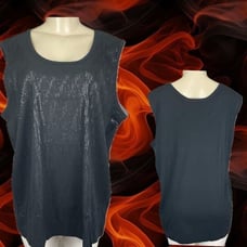 Denim 24/7 Plus 26/28 Black Sequin Scoop Neckline Ribbed Trim Sleeveless Top