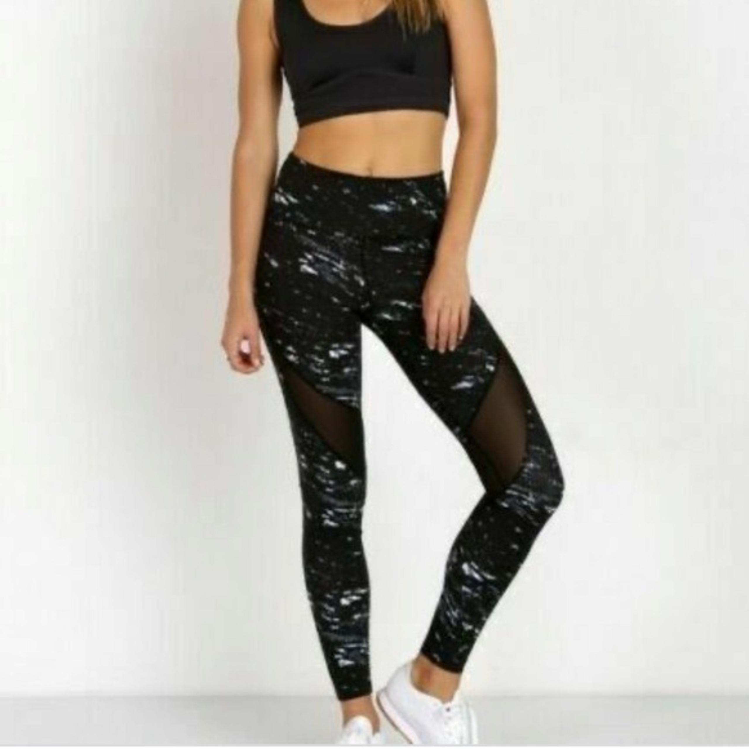 Varley Black White Mesh athletic Leggings women’s size XS