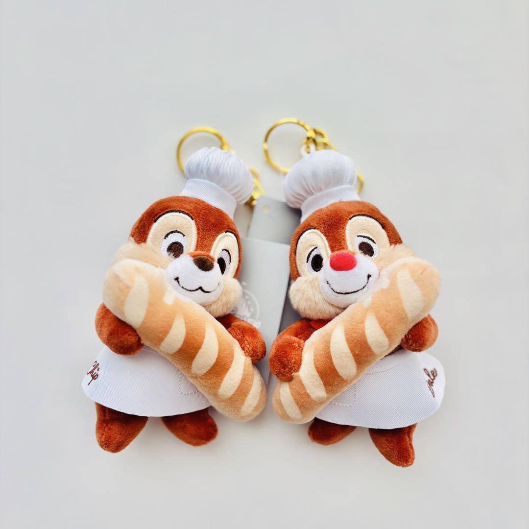 Disney Store Chip and Dale Plush Keychain Mickey Bakery