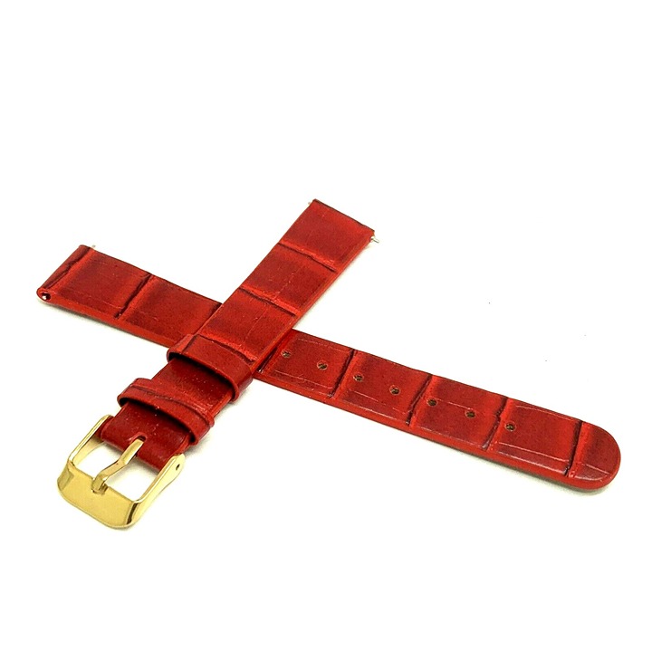 Invicta Watch Replacement Band Red Leather 16mm Lug Gold Tone Steel Clasp