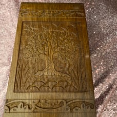 New in box Tree of Life cremation vase urn Woden beautiful