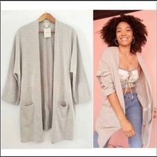 DONNI. Ribbed Sandwash Cardigan- OSFA Plus size NWT